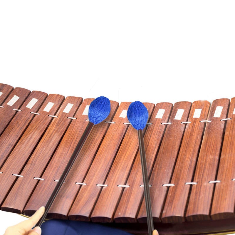 Mr.Power Marimba Mallets Wood Handle Yarn Head with Maple Handle, Bass Percussion instruments Sticks (Soft Yarn Head, Blue) - Image 2
